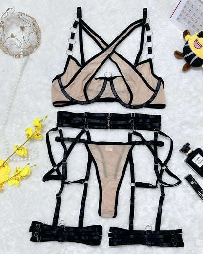 Spicy Edit color material - Aurora – Strappy Mesh Lingerie Set | NudeLush